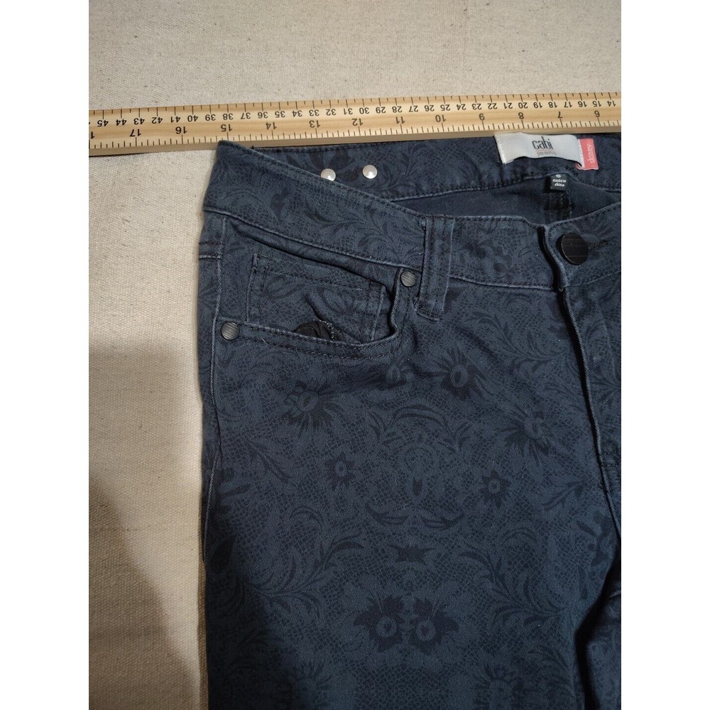 Cabi #3195 curvy skinny jeans size 8 blue paisley Mid Rise Tapered Leg women's T - Picture 7 of 10